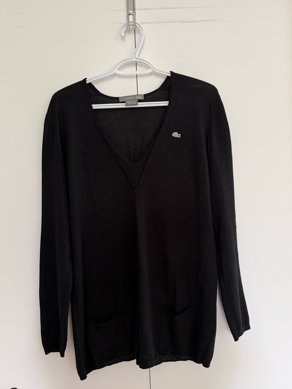 Vintage Black V-Neck Sweater: Lacoste